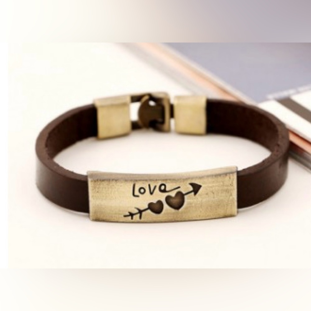 Love Hearts Arrow Leather Bracelet